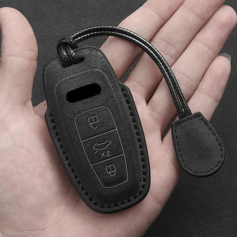 Кожаный Автомобильный Брелок для Audi A3 A4 B9 A6 A7 4K A8 E-tron Q5 Q8 C8 D5 SQ8 замшевый защитный