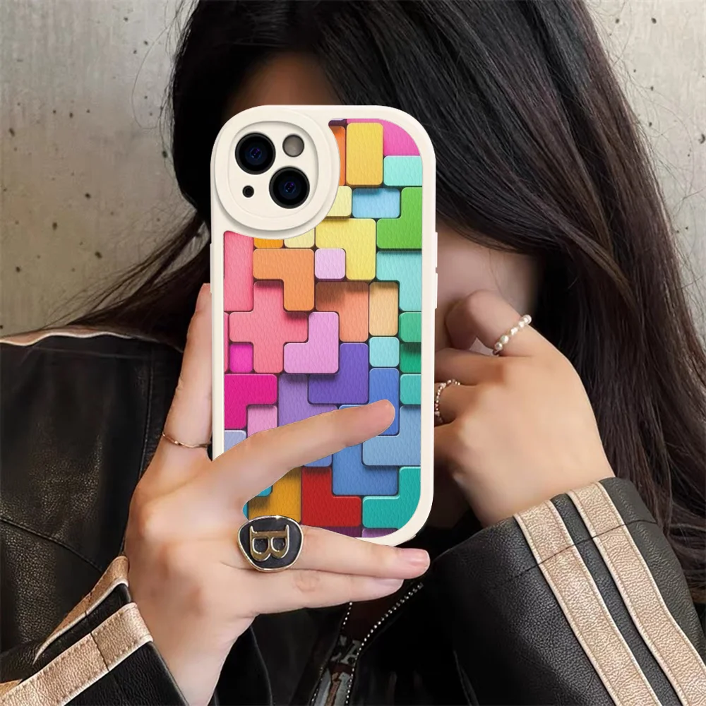 Твердый кожаный чехол L-Lego для iPhone 15 14 13 12 Mini 11 Pro Max Xs X Xr Plus