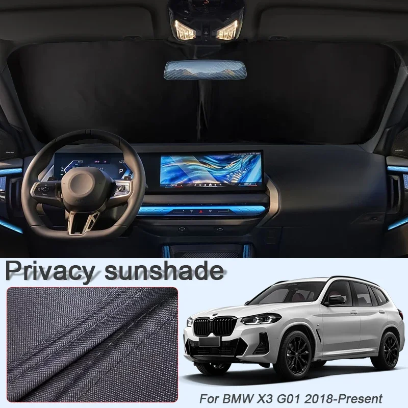 Фото Солнцезащитный экран для автомобильных окон черного цвета для BMW X3 G01 2018-наст. время, защита от УФ-излучения, теплоизоляция, защитное покрытие, аксессуары для интерьера автомобиля №5