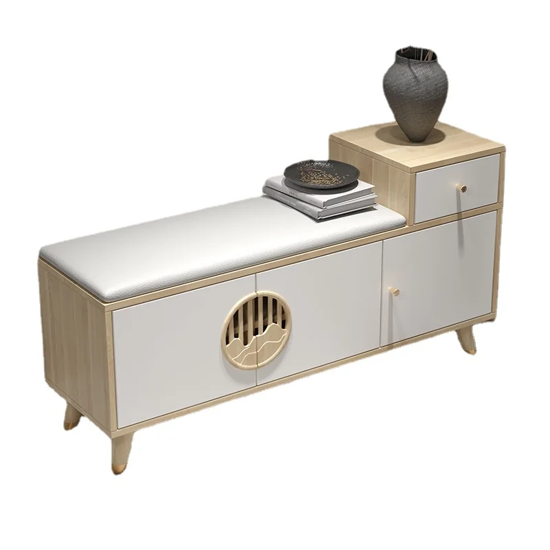 

YY New Solid Wood Footstool Doorway Sitting Shoe Cabinet Storage Stool