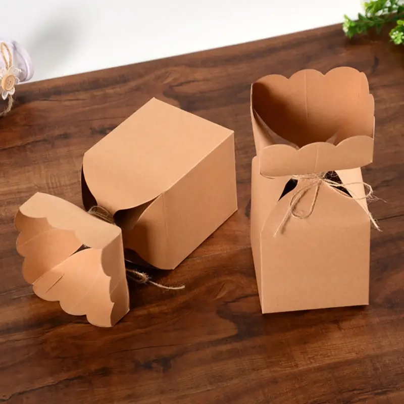 

10pcs Kraft Paper Package Cardboard Box Vase Candy Box Favor And Gift Birthday Christmas Valentine's Party Wedding Decoration