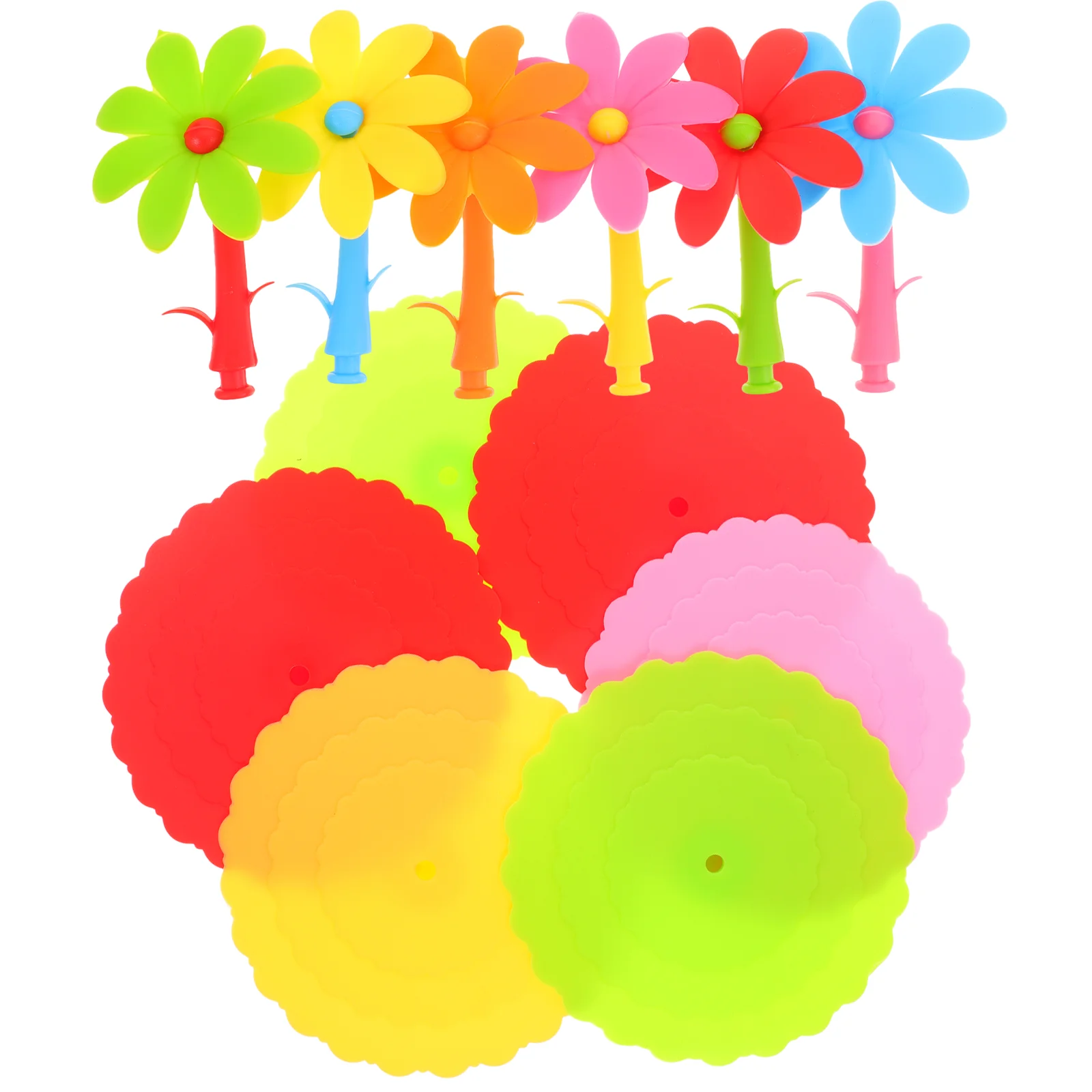 

6 Pcs Silicone Cup Lids Silicone Mug Cover Flower Cup Cover Drink Cup Lids Silicone Bowl Lids