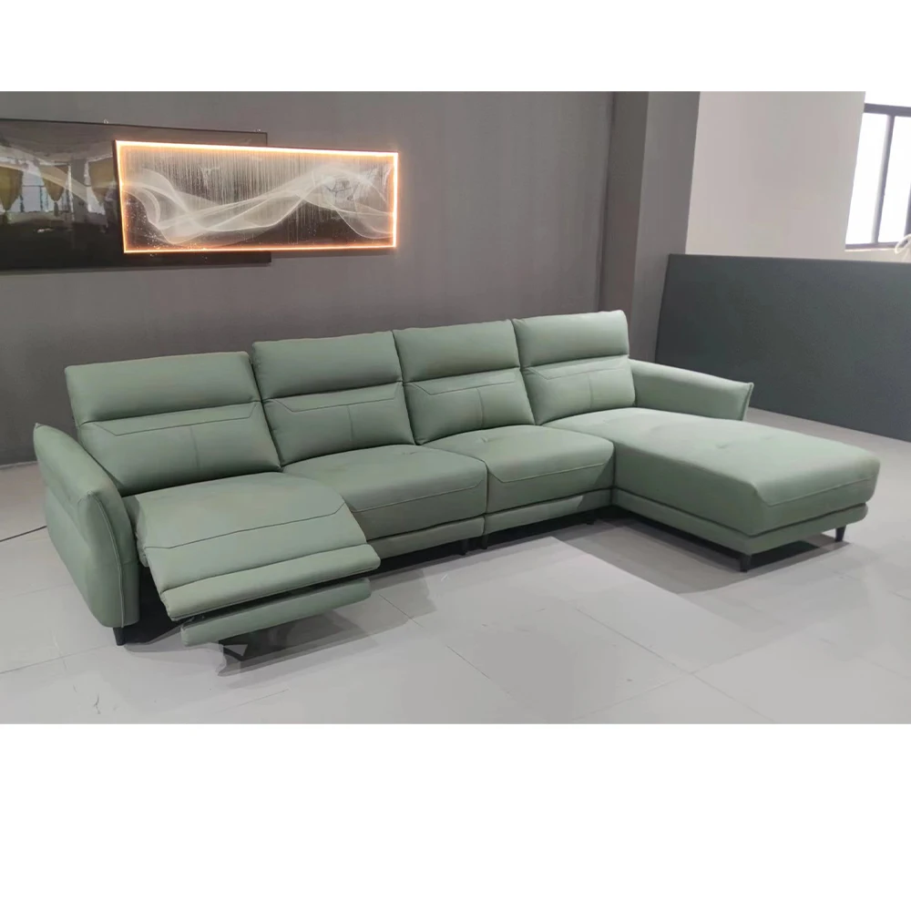 

Living Room Sofa Set Corner Electric Recliner Genuine Leather Sectional Sofas, Power Motor and Italian Leather Options Available