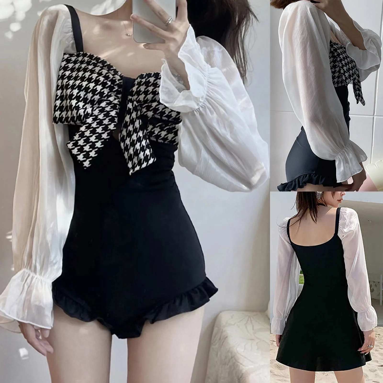 

Женское Модное Длинное пляжное боди с принтом тысячи птиц, бабочки, росы на спине, женский купальный костюм, бикини