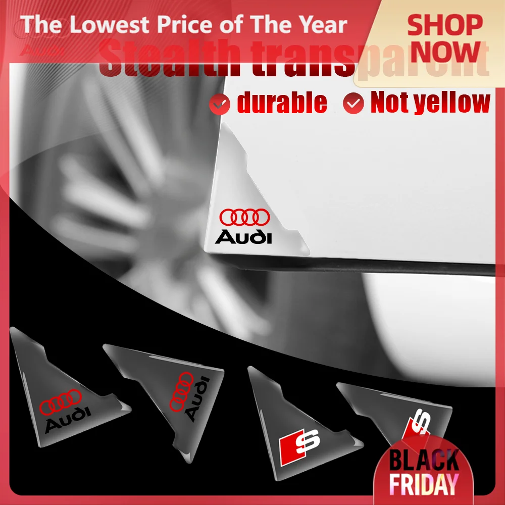 2/4 шт. прозрачная наклейка на угол двери автомобиля защита от царапин для Audi Sline