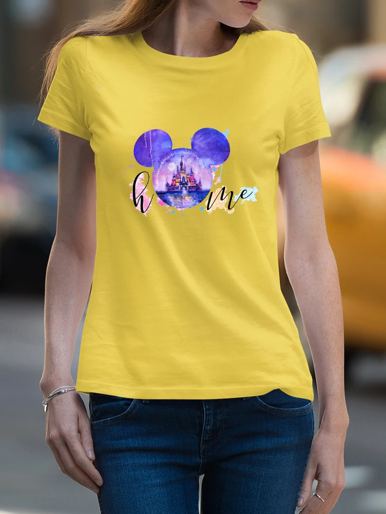 

Disneyland Neon Clothes Tshirts Summer Woman 2022 Couples Matching Shirt Undefined Pullover Stylish Happy Young Street Overall