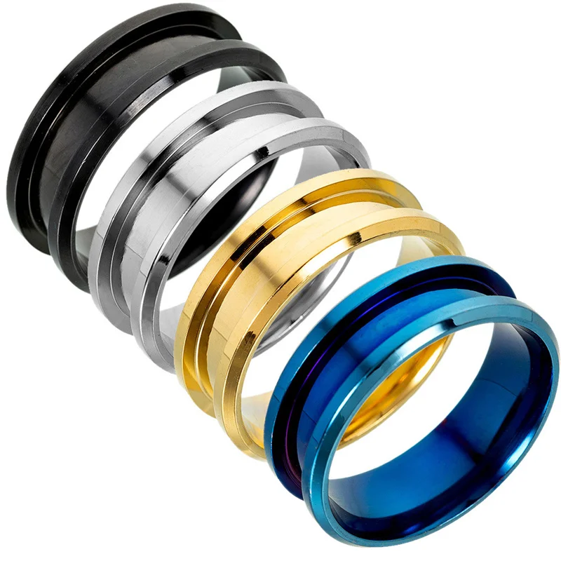 

Stainless Steel High Quality Men's Ring New Gold Silver Black Blue Ring European and American Simple Glossy Frosted Jewelry