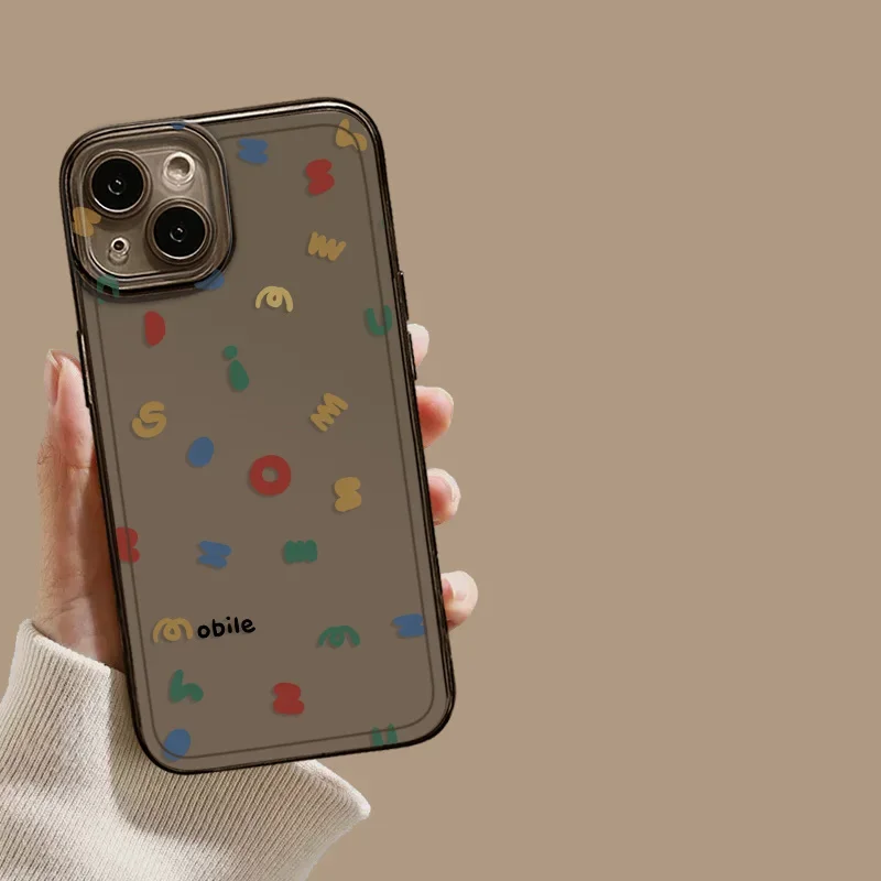 Прозрачный чехол для телефона с простыми модными буквами iPhone 16 15 14 13 12 11 Pro Max Plus Mini