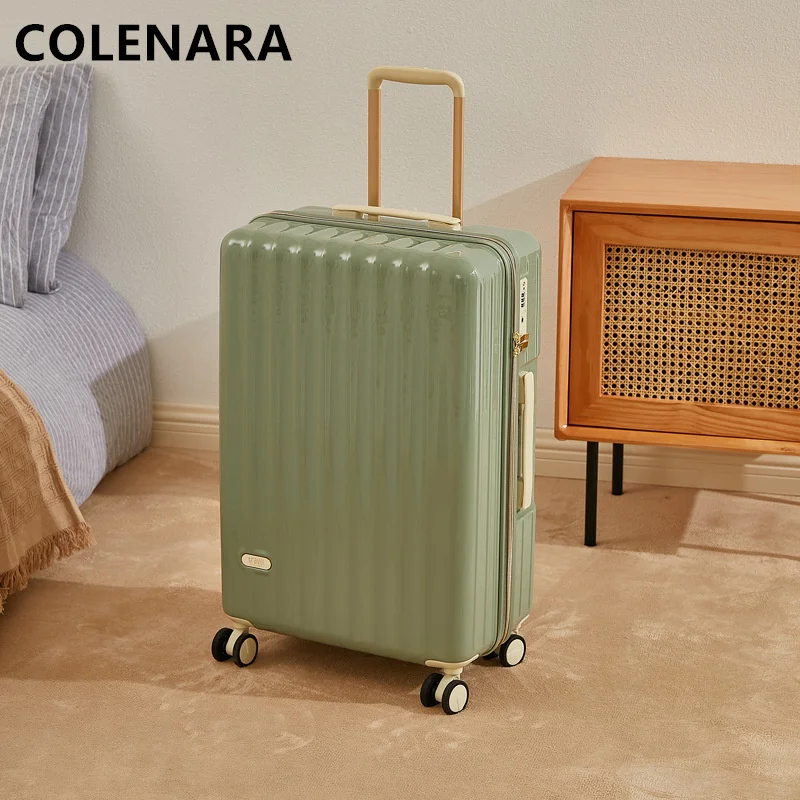 COLENARA Luggage New Men's Gold Trolley Case Women's Lightweight Silent Waterproof Large Capacity with Wheels Rolling Suitcase