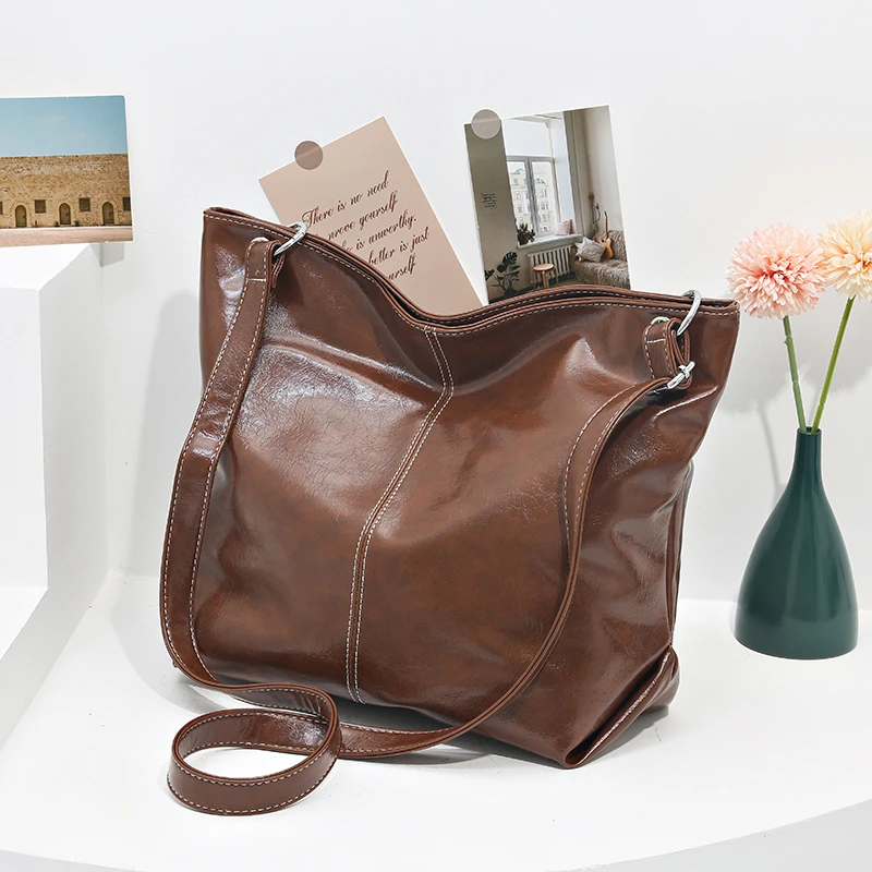 

Women Bag Tote Korea Japanese New Handbag Shoulder Simple Big Large Capacity Lady Bag Fashion High Quality Leather Crossbody Sac