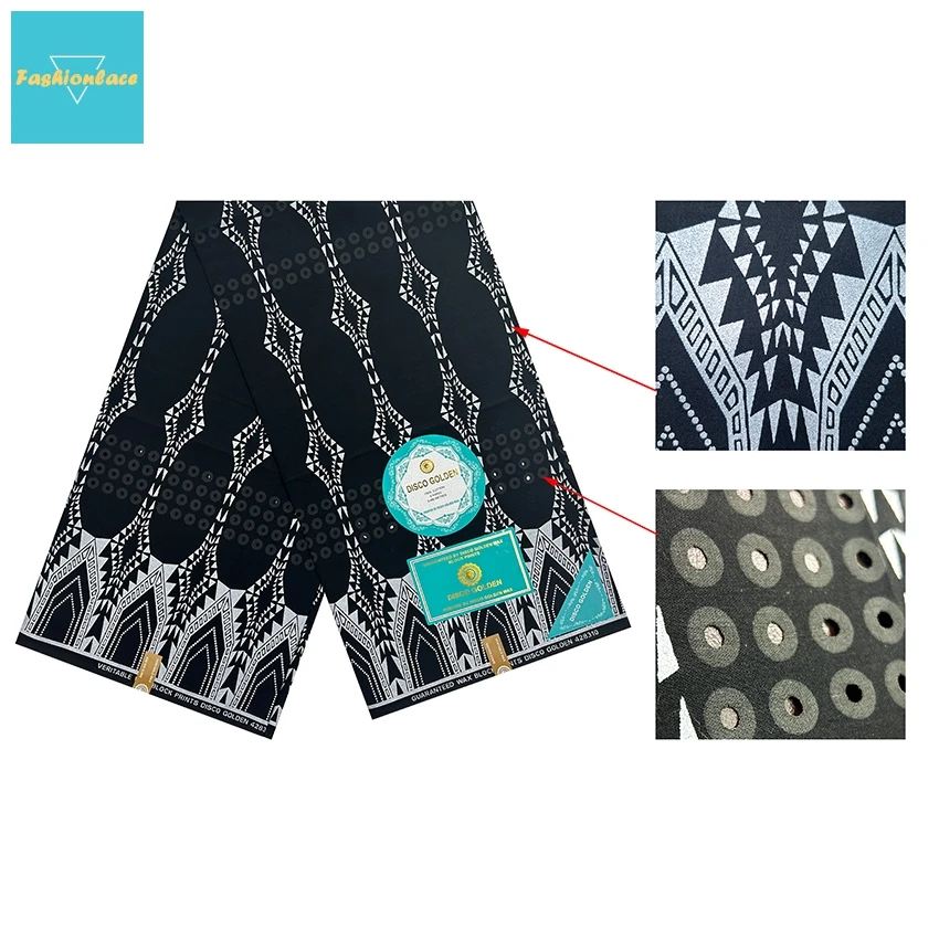 Диско-Золотая африканская ткань с рисунком 6 ярдов летняя одежда Великолепная