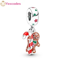 2pcslot christmas year color gingerbread man pendant new year gift making key chain pendant bracelet necklace accessories