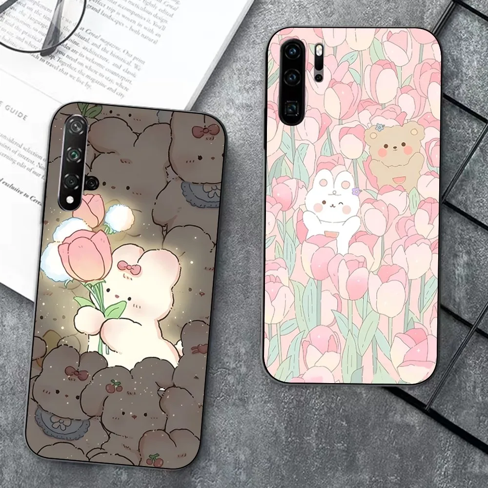 

Cute Flower illustration Phone Case For Huawei P 8 9 10 20 30 40 50 Pro Lite Psmart Honor 10 lite 70 Mate 20lite