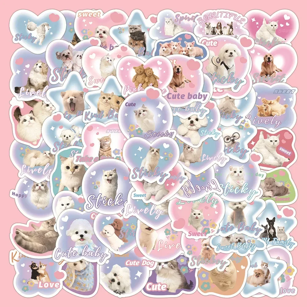 

Набор из 60 стикеров kawaii с котиками и щенками