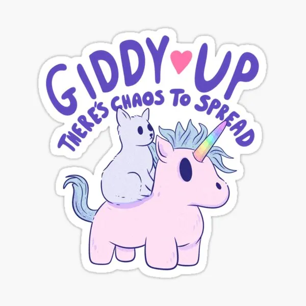 Милый кот езда Единорог Giddy Up Ther 5 шт. наклейки для стены комнаты художественные