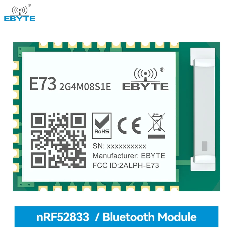 EBYTE nRF52833 BLE5.1 Ble Mesh Thread Zigbee Protocol 2.4GHz Wireless Transceiver E73-2G4M08S1E Bluetooth Module - Беспроводной передатчик EBYTE nRF52833 BLE5.1 Ble Mesh Thread Zigbee Protocol на 2,4 ГГц с Bluetooth-модулем E73-2G4M08S1E.
