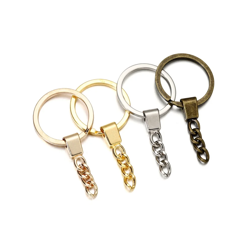 

5pcs/lot Key Chain Key Ring keychain Bronze Rhodium Gold 30mm Long Round Split Keyrings With Chain For DIY Jewelry Making