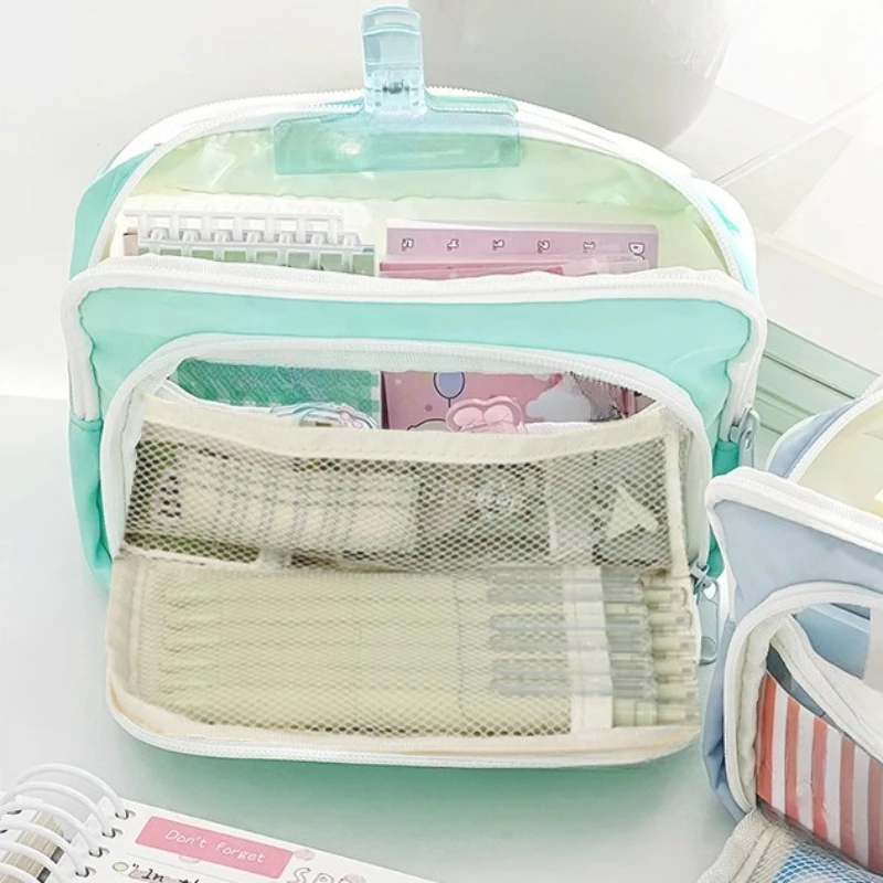 

Fresh Green Large Capacity Aesthetic Pencil Bag School Case Cute Stationery Bag Pen Case Zipper Pencil Pouch School Supplies