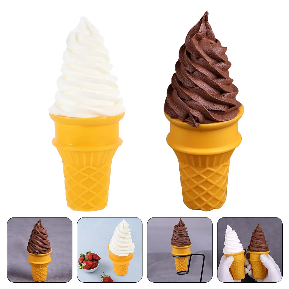 

2 Pcs Simulation Ice Cream Ice-cream Photo Prop Mini Foods Gift Lovely Pvc Modeling Figurine Child Gifts
