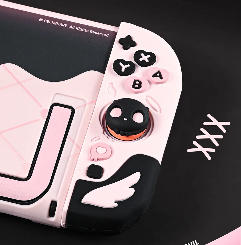 Фото Твердый чехол Sweety Angel Devil для Nintendo Switch 2/NS Oled, ручка для большого пальца, кнопки, силиконовое полное покрытие №3