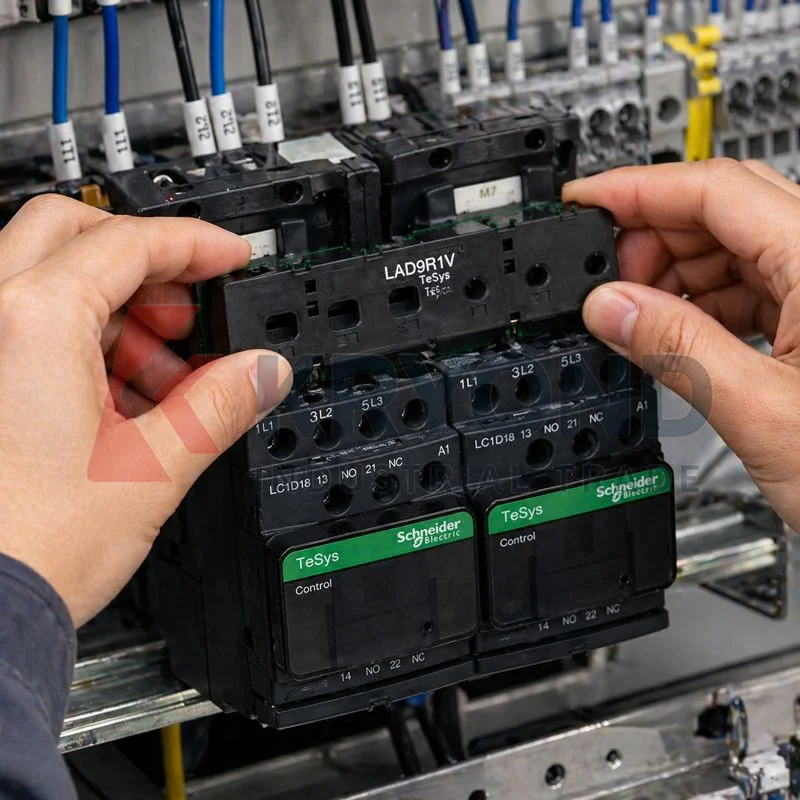 Фото Комплект механических блокировок Schneider LAD9R1V для реверсивных контакторов TeSys LC1D09 LC1D38, аксессуары для управления, крепление на DIN-рейку №4