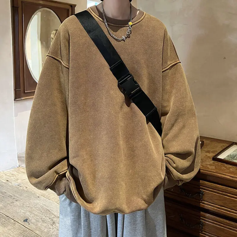 

Мужской Свободный свитшот в стиле хип-хоп, с круглым вырезом