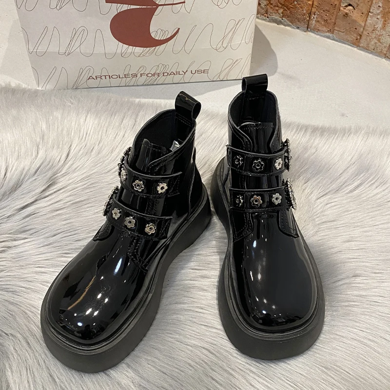 

Модные ботинки челси на платформе, женская обувь, новинка 2022, Зимние ботильоны на танкетке, дизайнерские классические мотоциклетные Женски...