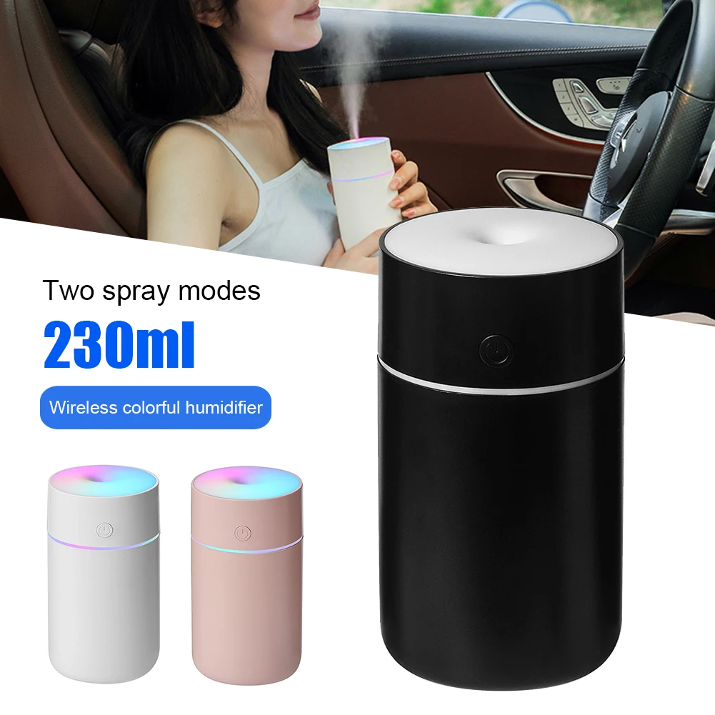 Купи 230ml Mini Air Humidifier Aroma Essential Oil Diffuser Portable Humidifier Air Freshener With Led Lights For Car Home за 527 рублей в магазине AliExpress