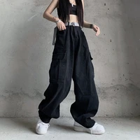 sunny y j retro jeans women harajuku vintage black streetwear baggy style wide leg denim pants gothic grunge trousers oversize