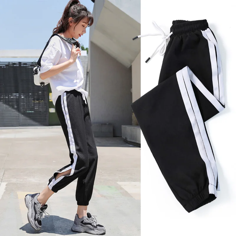 New Korean Ice Silk Casual Women'S 9-Point Sports Pants Fashion Students' Thin Loose Lantern Mosquito Proof Trousers In Summer