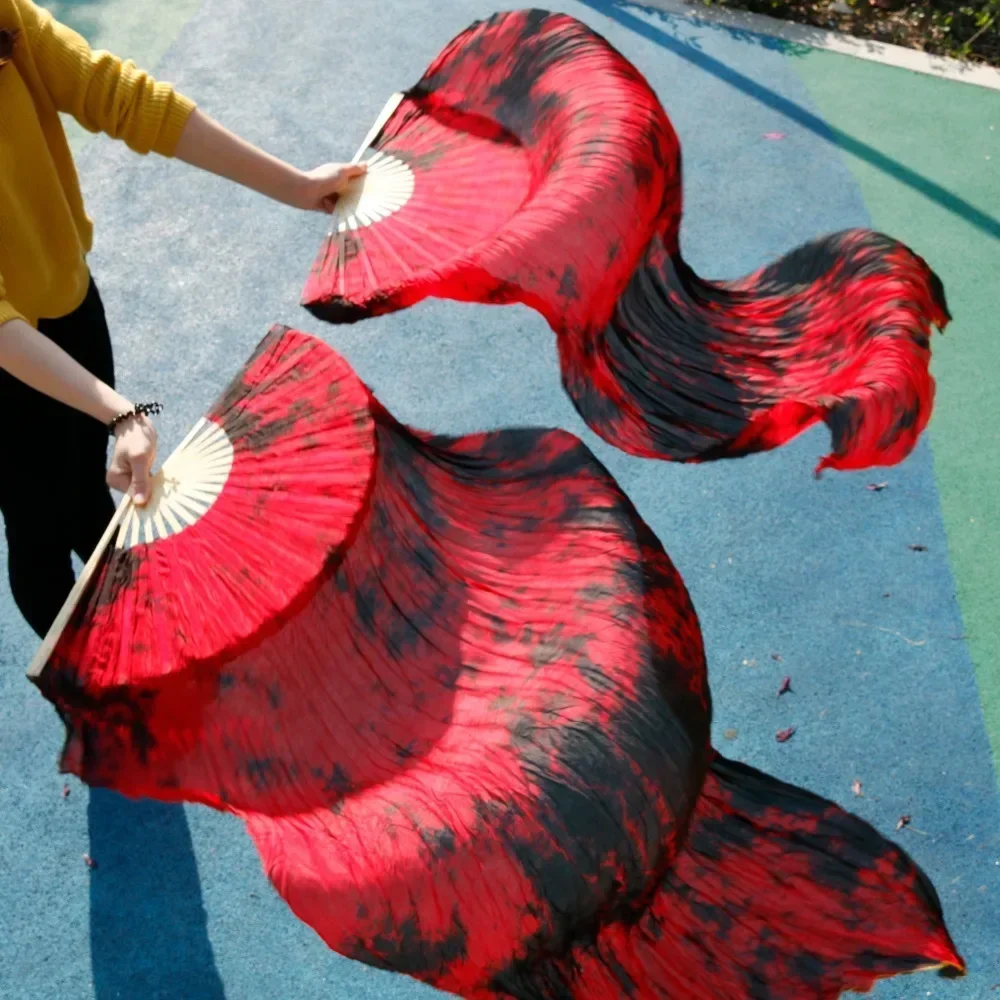 Женская шелковая Фата для танца живота черная/красная фата ручной работы 1 пара