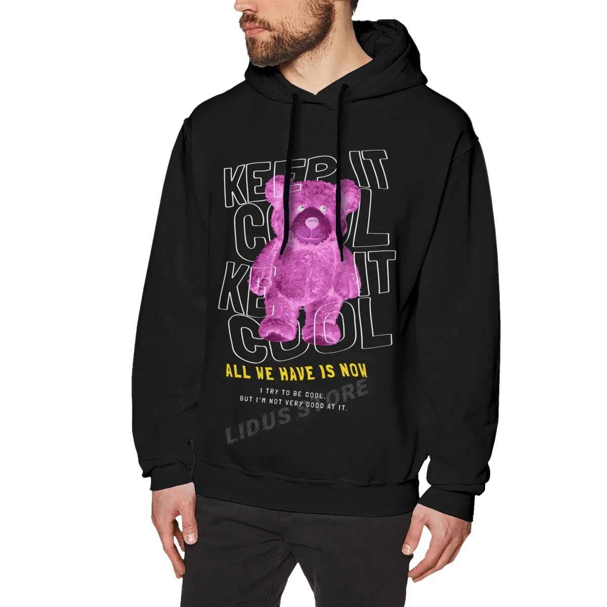 

Keep It Cool Slogan Teddy Bear Hoodie Sweatshirts Harajuku Creativity Streetwear Hoodies