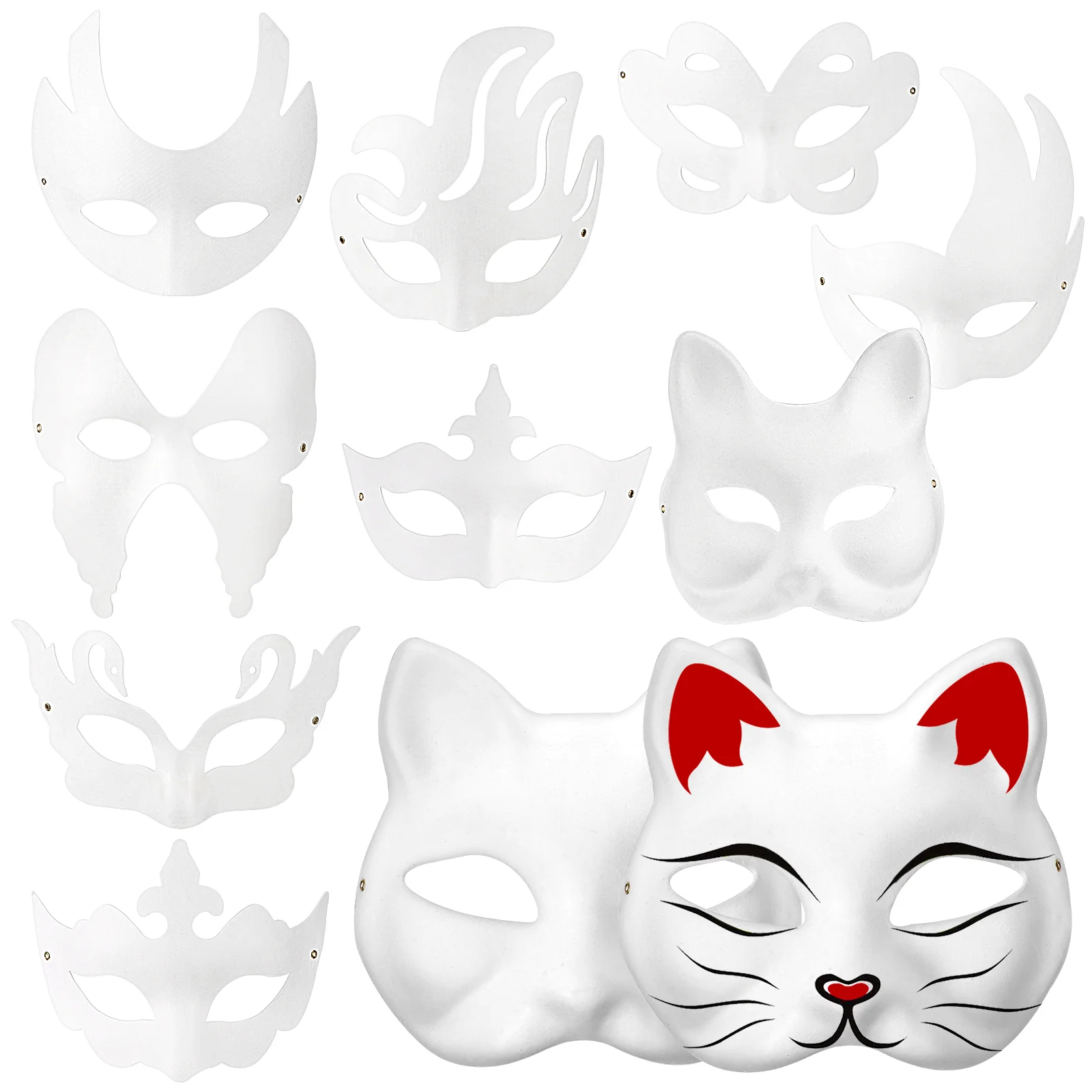 

20pcs Cosplay Masks DIY Unpainted Masquerade Masks Women Carnival Mask Blank Mask Props