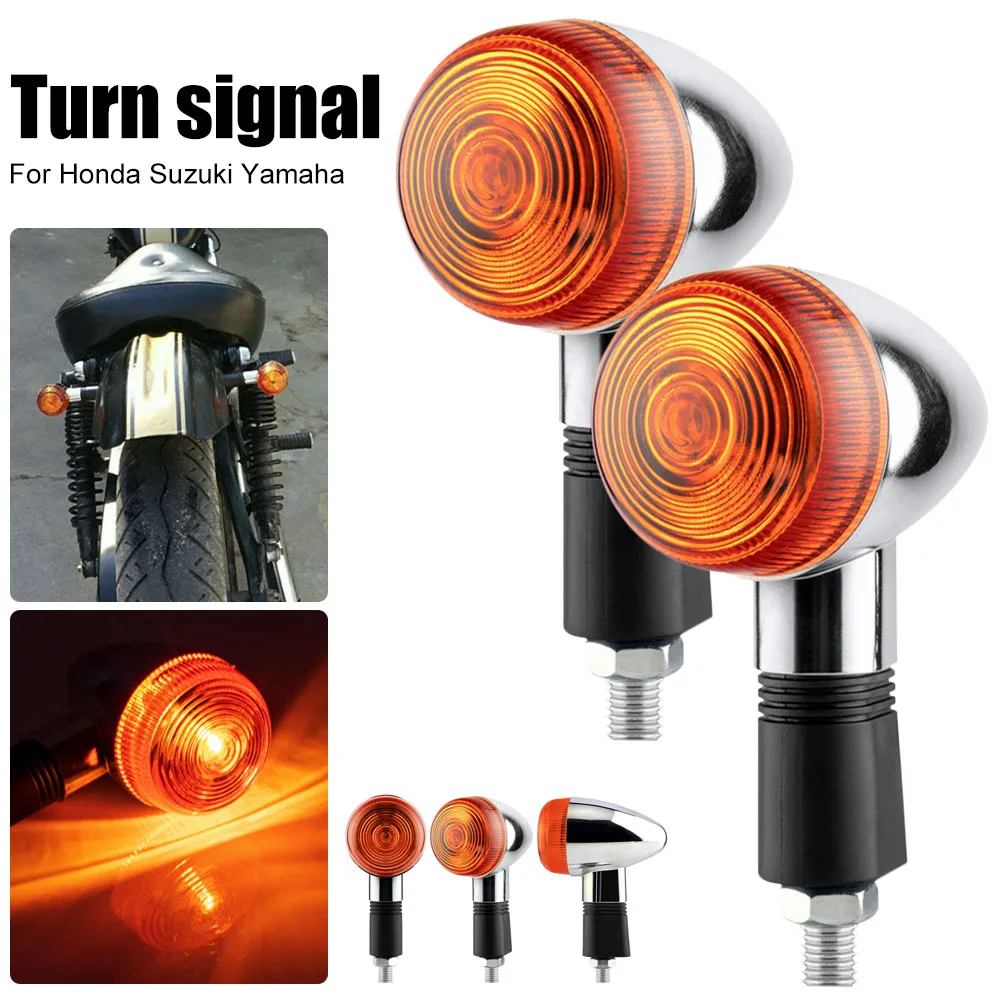 

2pc Bullet Motorcycle Turn Signals Front Turning Lamp Amber Blinker Indicator for Suzuki Bandit 250 400 74A/75A/77A Yamaha XV250