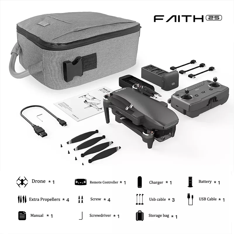 Обновленная версия 2022 C-FLY Faith 2S Дрон с 4K HD камерой 3-осевой карданный подвес