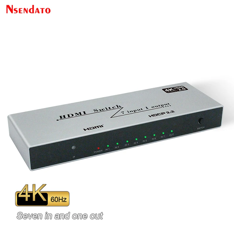 HDMI 2,0 переключатель 4K 60 Гц 7X1 переключатель HDMI переключатель 7 в 1 HDMI видео аудио преобразователь для HDR и HDCP2.2 PS4 DVD PC HDTV монитор