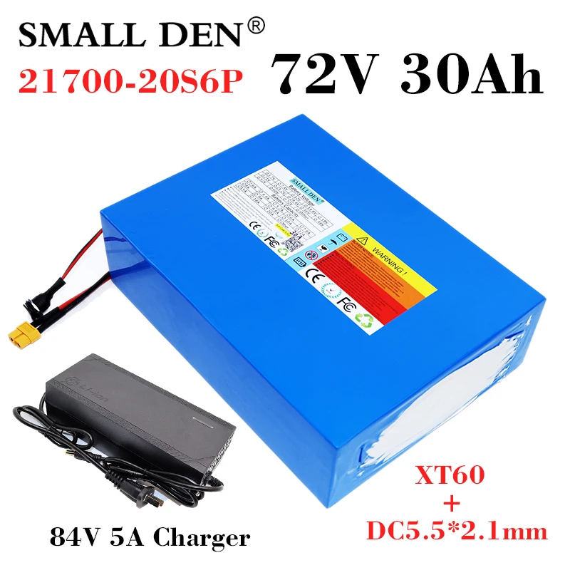 

New 72V 30Ah 21700 lithium battery pack 20S6P 3000W motor For Electric bike Scooter Motorcycle Cells With 50A BMS+84V 5A Charger
