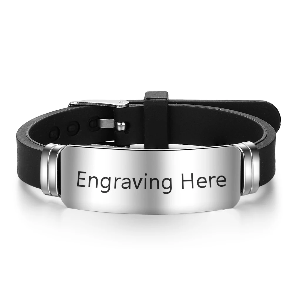 

Cmoffer Stainless Steel Customized Adjustable ID Bracelet Personalized Engraved Name Bracelets for Men Jewelry Fathers Day Gifts