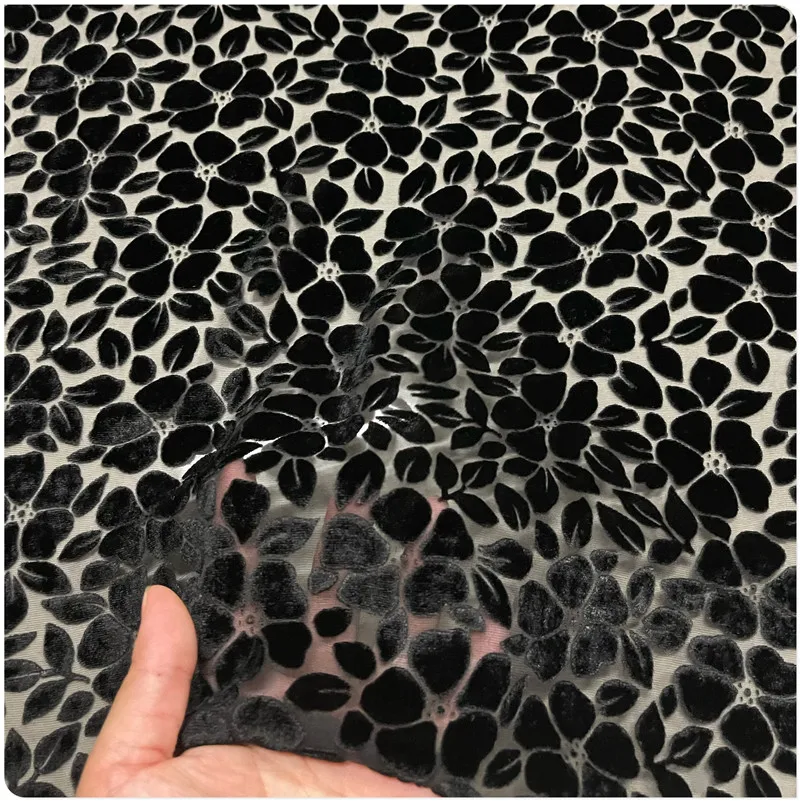 2022 лепестковая Цветочная шелковая базовая ткань черный цветок сгоревшая