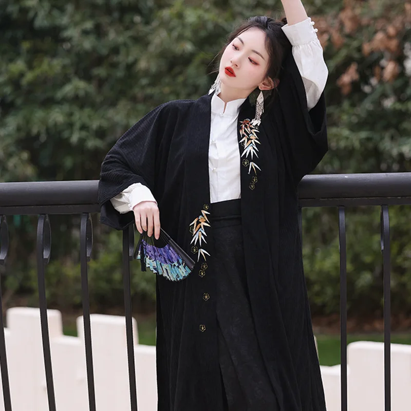 

Весна-лето 2023, рубашка ханьфу с воротником-стойкой, Жаккардовая юбка «лошадиное лицо», длинная рубашка, китайский костюм