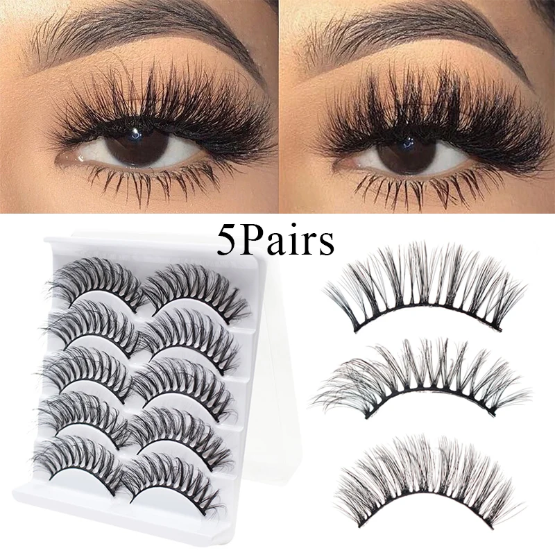 

5 пар, накладные ресницы 3D, натуральные длинные Искусственные ресницы, удлиняющие Объемные Накладные ресницы, повседневные удлиняющие ресн...