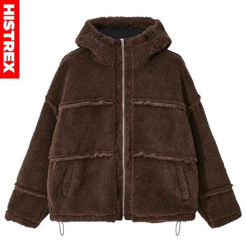 

HISTREX Men Parka Hoody Jacket Lambswool Coat New Winter Warm Streetwear Y2K Fashion Padded Jackets Bubble Women Puffer Parkas