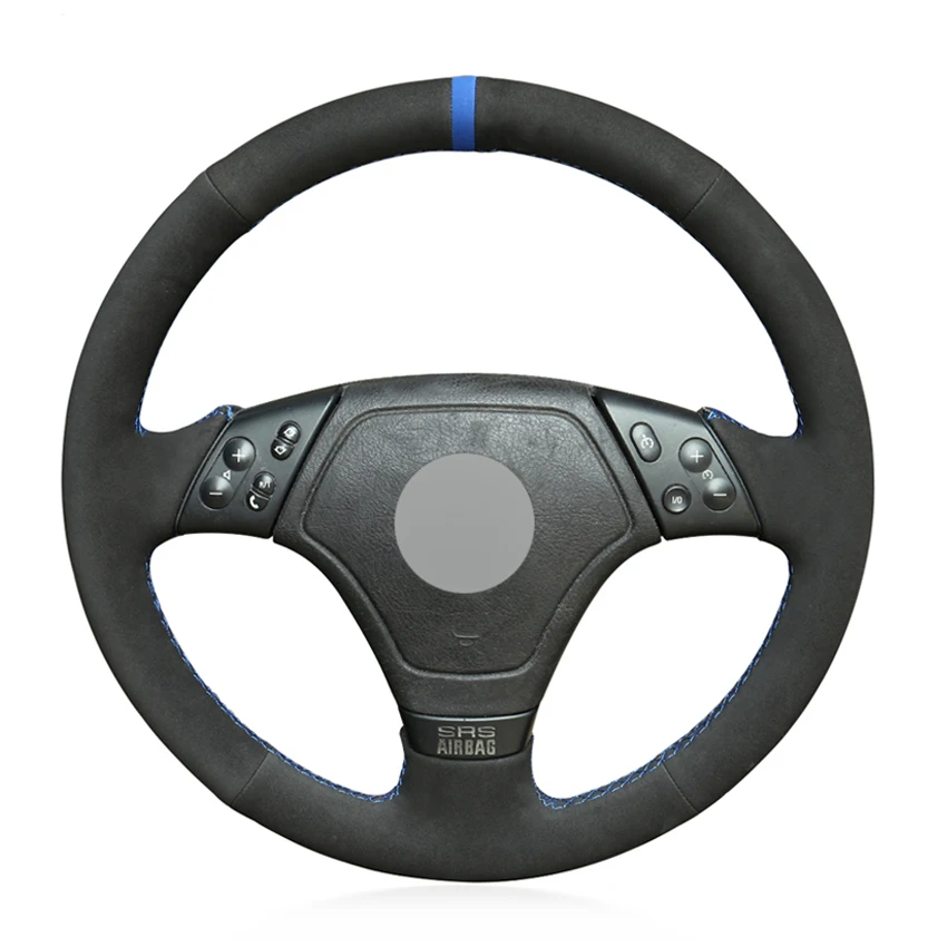 

Black Faux Suede Blue Marker Hand-stitched Steering Wheel Cover for BMW 3 Series E36 1996-2000 E46 1998-2000 Z3 E36/7 1995-1999