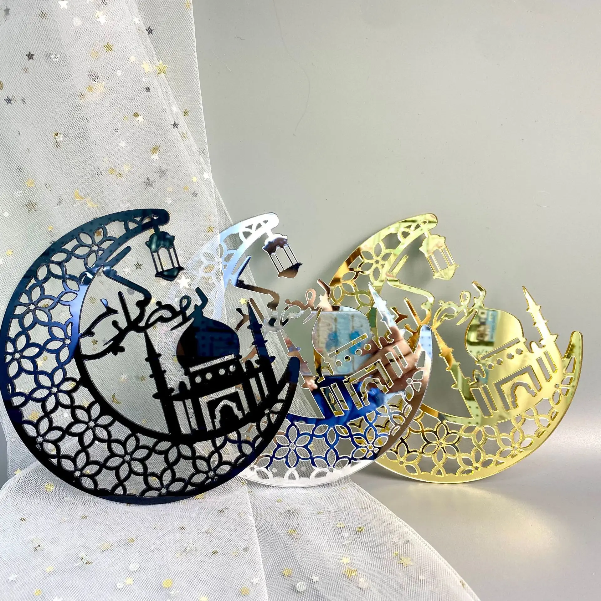 

2022 Muslim Acrylic Mirror Wall Stickers Home Decorstions Islam Ramadan Kareem Muslim Party Decor Eid Mubarak Gifts Eid Al Adh