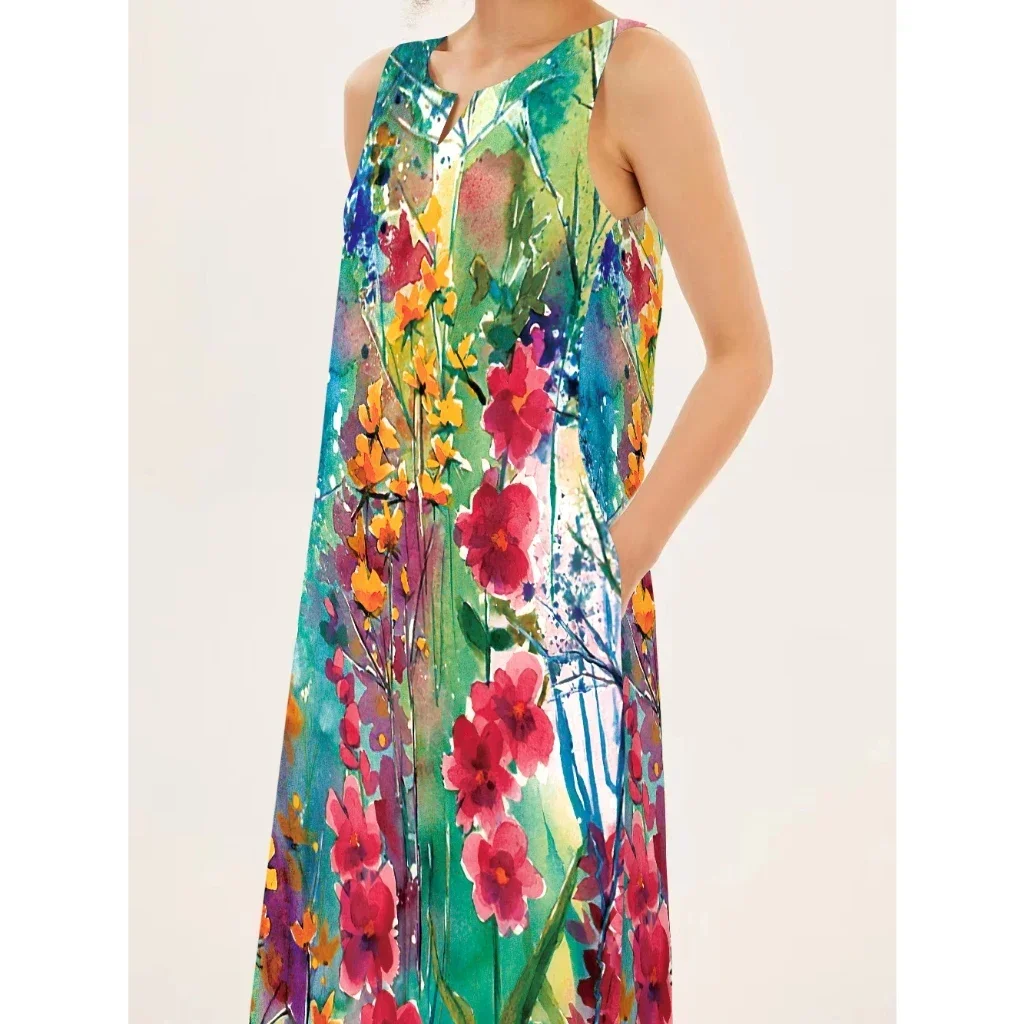 Модное Повседневное платье без рукавов с V-образным вырезом