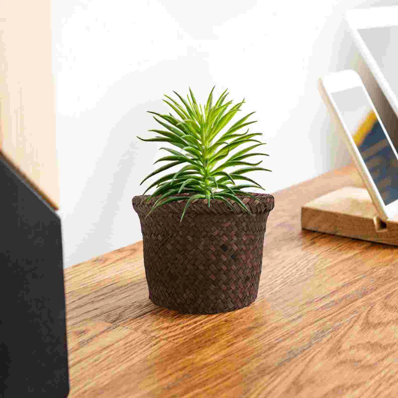 

Basket Woven Flower Pot Planter Seagrass Rattan Wicker Storage Indoor Baskets Hand Pots Flowerpot Planters Natural Straw