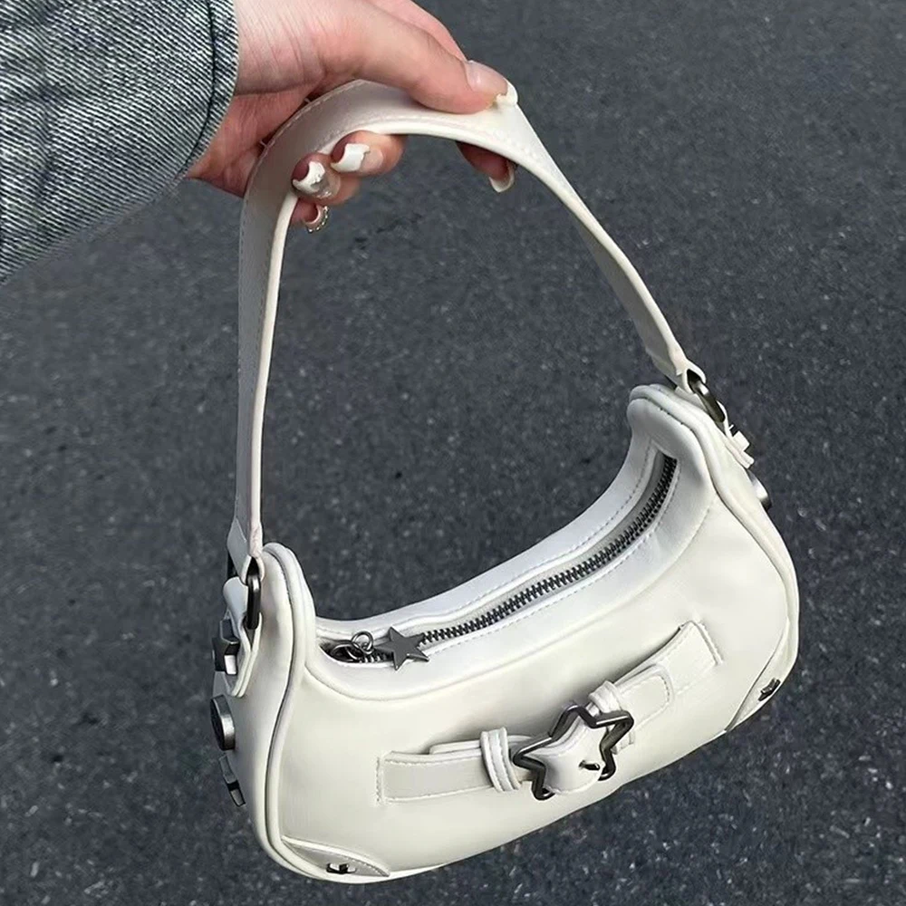 2023 Vintage Denim Star Underarm Bag Handbag INS Armpit Purse Denim PU Single Shoulder Bag Handbags For Women Casual Versatile