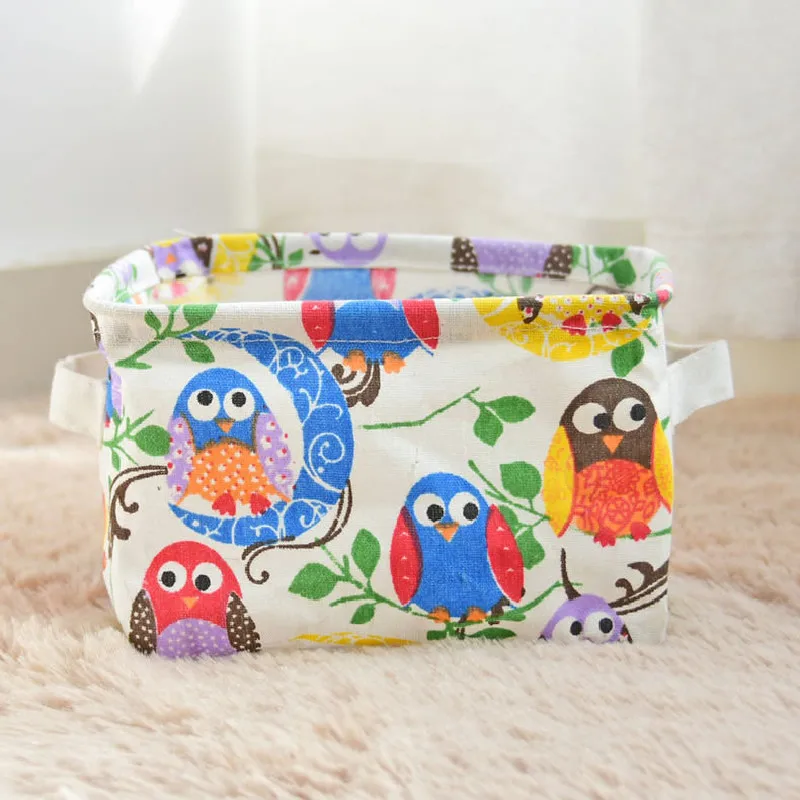 Color Owl Storage Basket Clothes Cosmetics Toy Storage Classification Wardrobe Desktop Organize Foldable Waterproof Tote Bag