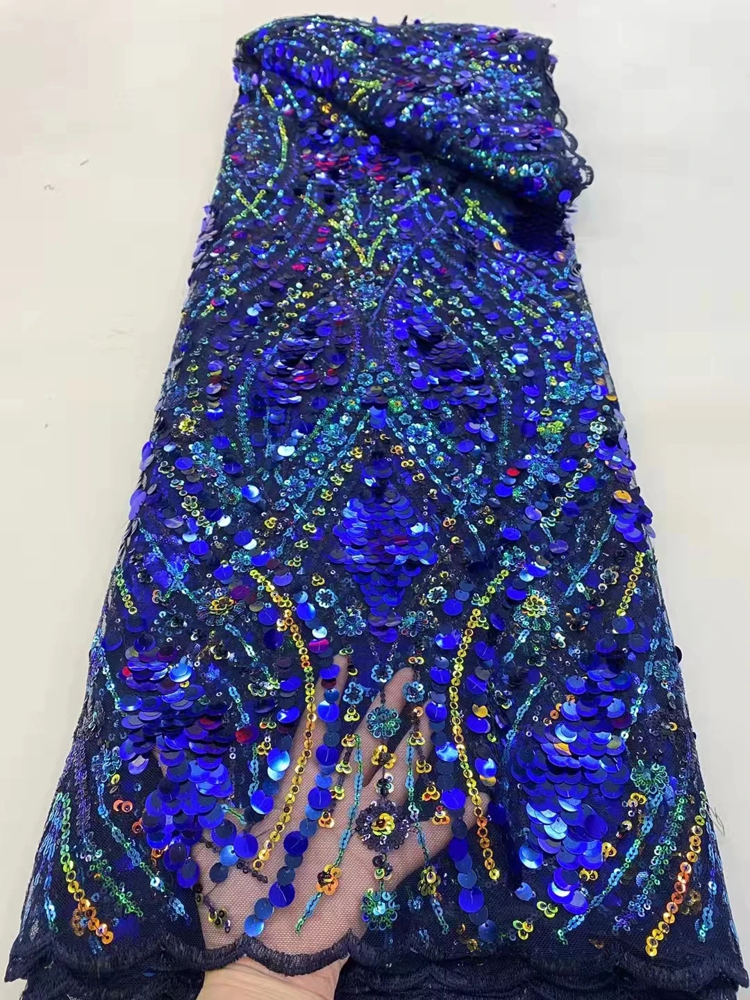 

2022 нигерийская Тюлевая кружевная ткань, Африканское женское Тюлевое свадебное платье, модель с красочным градиентом и блестками, ручная ра...