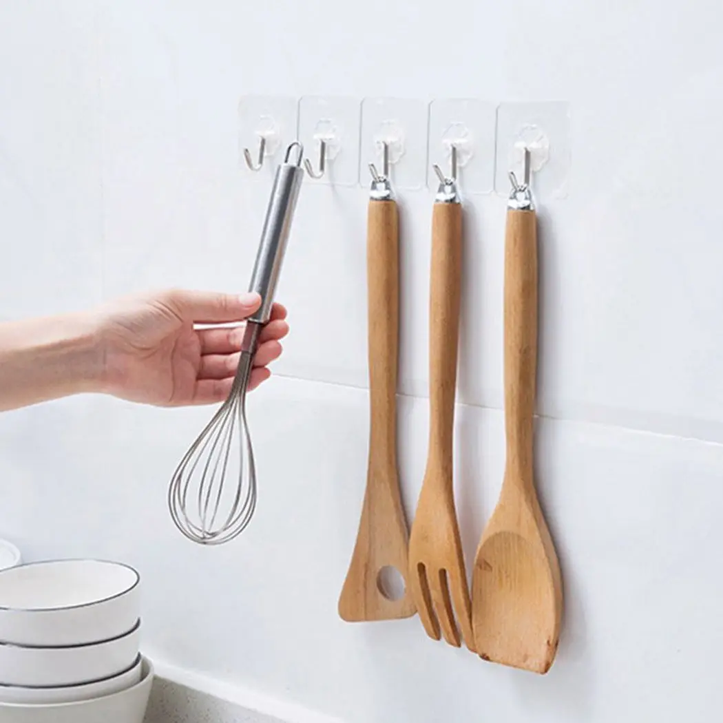 

Large Wall Hooks Transparent Self Adhesive Wall Hook Nail-Free Waterproof Door Hangers Hook For Bathroom Kitchen Home